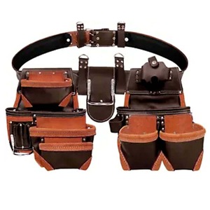 19 Pocket Leather Tool Belt <b>Pouch</b> Multipurpose Pockets Work Organizer Bag Framin - Product Image 4