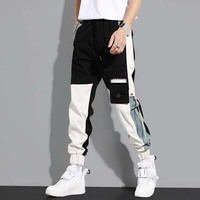 Pantalon décontracté pour homme, coupe ample classique, taille élastique, poches plaquées à blocs de couleur, devant plat, doublure polaire écologique