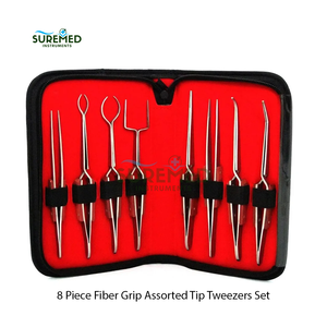 Juego de Pinzas de Precisión de Acero Inoxidable con Puntas Variadas de Fibra Antideslizante, 8 Piezas, Kit de Herramientas Reutilizables para Laboratorio Médico - Product Image 5