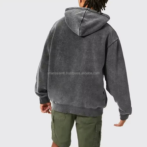 Custom Logo <b>Acid</b> Wash Zipper Hoodie for Men Thick Heavy Blank <b>Drop</b> Shoulder Heavyweight Oversized <b>Acid</b> Wash hoodies for Men - Product Image 3