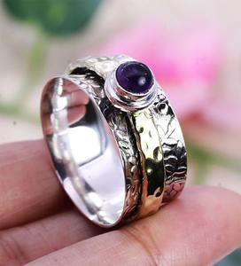 925 Silver Stamped Fashion Silver Amethyst <b>Spinner</b> <b>Ring</b> 925 Solid Sterling Silver Handmade Gemstone Best Design Classic Jewelry - Product Image 2