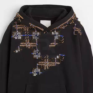 Nueva llegada de calidad superior de invierno básico con diamantes de imitación sudaderas con capucha ropa informal transpirable básico con diamantes de imitación para adultos - Product Image 3