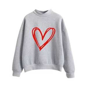 Pull imprimé coeur pour femmes impression sweat haut sweat à manches longues - Product Image 4