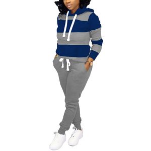 Survêtement 2 pièces pour femmes bloc de couleur tenues d'hiver 2024 sweat à manches longues ensembles de salon avec poches - Product Image 3