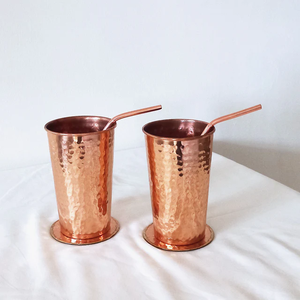 Meilleur Gobelet Classique Minimaliste en Cuivre Martelé 99% Long et Droit, Purificateur d'Eau Écologique avec Couvercle en Métal, Couleur Personnalisable - Product Image 3