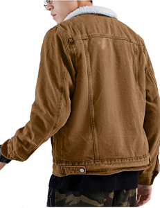 Custom Logo Mens <b>Sherpa</b> <b>Denim</b> <b>Jacket</b> Winter Warm Fleece <b>Lined</b> Jean <b>Jacket</b> Casual Streetwear OEM Manufacturer with custom - Product Image 3