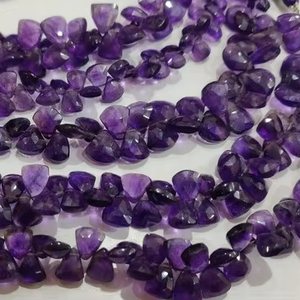 Améthyste naturelle en forme de trille Briolette à facettes 10-15mm perles vendues par brin 8 pouces de long de haute qualité - Product Image 3