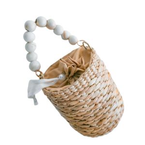 Bolso Tote de paja ecológico Emilie Palm Woven con bolsa interior y Asa con cuentas - Product Image 2