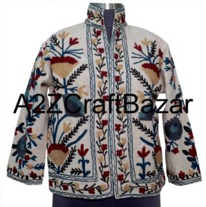 Chaqueta Bomber de Algodón Tejido Suzani para Mujer al por Mayor, Ropa Étnica India Hecha a Mano, Ropa de Invierno Ecológica Estilo Boho - Product Image 1
