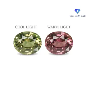 Alexandrite facettée en forme de cœur de 1,19 carat, pierre précieuse naturelle rouge et verte, synthétique, traitée en laboratoire, 8 mm de hauteur, 1 mm - Product Image 1