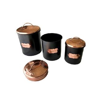 Couleur cuivre noir ensemble de deux conteneurs faits à la main prix de gros vente dernière arrivée conteneur alimentaire en métal de qualité supérieure - Product Image 1