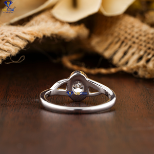 Anillo de diamantes ovalados TDW 0,73 en oro blanco certificado/no certificado CVD/HPHT Joyería de diamantes - Product Image 4