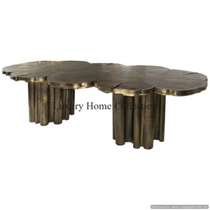 Antique Handmade <b>Console</b> <b>Table</b> Unique Modern Design <b>Gold</b> Color Shiny Polished Top Fancy Look Rectangle Glass Transparent Top - Product Image 3