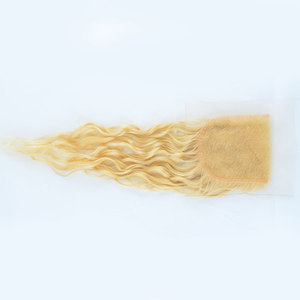 ที่กำหนดเองล่าสุด613สีบลอนด์หยักหยิกคู่วาดเป็นกลุ่มผมผ้าโดยเครื่องบางปิดลูกไม้หน้าผากผมผู้ขายขายส่ง - Product Image 4