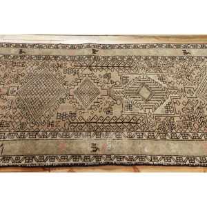 Turkish 3,1x10,4 ft Rug, Runner Vintage Rug, <b>Brown</b> Floral <b>Wool</b> Rug - Product Image 3