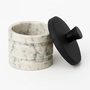 Premium Marble Storage Jar with Black Lid Hot Selling New Arrival Wholesale Price Durable Elegant Design for Home or Office Use - Product Image 1