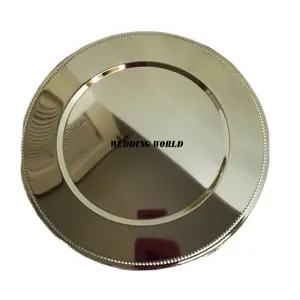 Shiny Brass Charger Plate Mirror Polish Round Shape Luxury Serving Plate Hot Selling Wholesale Metal Under Plate