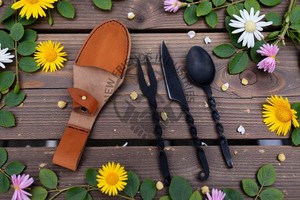 Juego de Cubiertos de Hierro Medieval, Forjado a Mano, Estilo Rústico Vikingo, Hecho a Mano, en Oferta - Product Image 3