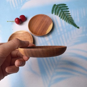 Mini plato de madera de acacia condimentos salsas plato forma redonda 7,5 cm plato vajilla - Product Image 6