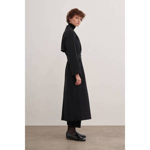 Cappotto Lungo Doppio Petto in <span class=keywords><strong>Ecopelle</strong></span> Nera con Stampa - Product Image 3