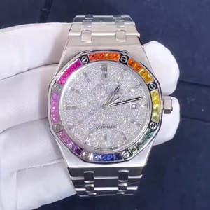 Reloj de diamantes cultivados en laboratorio helado personalizado de alta calidad para hombre, estilo de negocios completamente Hip Hop, banda de acero inoxidable, esfera de cristal deportiva - Product Image 3