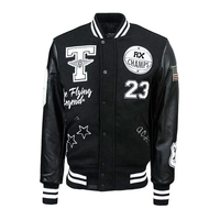 Blouson universitaire unisexe modèle 2026 pour homme, style Champion, corps en laine, manches en cuir, patchs en chenille, broderie sur le devant
