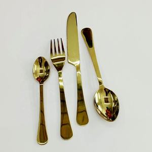 Ensemble de couverts en acier inoxydable forgé à la main couteau fourchette cuillère or poli avec une longue poignée ronde aspect royal ensemble de couverts - Product Image 6