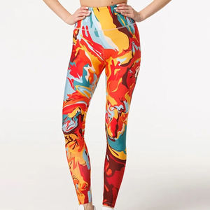 Leggings de yoga pour femmes à taille haute et longueur cheville, fermeture élastique à la taille, extensible dans les quatre sens, respirant, motif uni pour la course à pied - Product Image 3