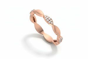 แหวนแฟชั่นสองสีทรงมาร์ควิสประดับเพชรแท้และทอง 14K สำหรับผู้หญิง - Product Image 3