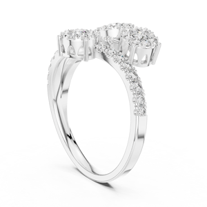 Jewels 18K Elegant Rose Gold Triple Round <b>CZ</b> Cluster <b>Ring</b> Cross Adjustable Open Band <b>Ring</b> for Women - Product Image 2