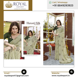 Large gamme de produits Vêtements ethniques indiens élégants pour mariage et fête Saree en georgette douce avec imprimé d'aluminium - Product Image 2