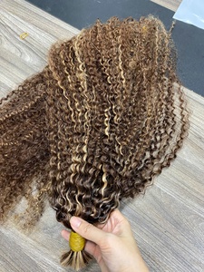 Cabello Rizado Vietnamita Remy a Granel, Color Personalizado con Mechas/Piano/Balayage, 100g, Muy Suave y con Puntas Rellenas - Product Image 4