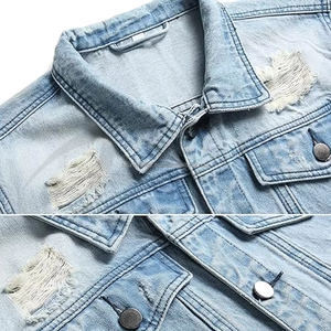 Chaqueta de invierno vintage informal para hombre Chaqueta de mezclilla gruesa personalizada con diseño personalizado Chaqueta de mezclilla vintage de color sólido para hombre - Product Image 6