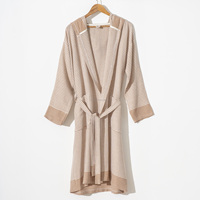 Albornoz de algodón unisex, tejido de lino ligero, transpirable, secado rápido, sólido, primavera, verano, todo el año, ropa de dormir de pavo, salón