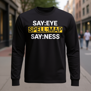 Camiseta Promocional de Manga Larga con Diseño de Mapa de Gafas y Frases Divertidas para Eventos y Publicidad - Product Image 1