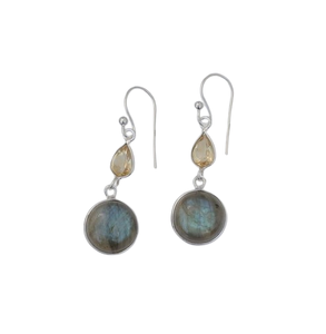 925 solide en argent Sterling fait à la main pierres précieuses Spinner Labradorite boucles d'oreilles 925 timbre Simple concepteur cadeau de mariage boucles d'oreilles bijoux - Product Image 1