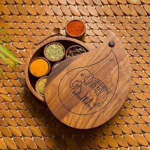 กล่องใส่เครื่องเทศไม้ธรรมชาติคุณภาพพรีเมียม ระดับไฮเอนด์ เป็นมิตรกับสิ่งแวดล้อม ล้างในเครื่องล้างจานได้ ฝาปิดเป็นแก้วใส สำหรับจัดระเบียบห้องครัว - Product Image 1