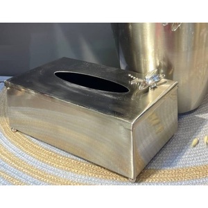 Soporte de caja de pañuelos de Metal de latón de diseño moderno hecho a mano, dispensador de estilo antiguo para decoración del hogar, servilletero de mesa de oficina - Product Image 3