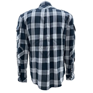 เสื้อเชิ้ตผ้าสักหลาดแขนยาวผ้าฝ้าย100% สำหรับผู้ชายเสื้อเชิ้ตผ้าสักหลาดลายทางแบบลำลองกำหนดโลโก้ได้เอง - Product Image 2