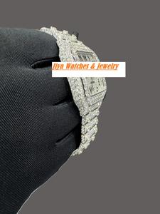 Reloj de Moissanita con Corte Brillante VVS1, Cuadrado, Estilo Antiguo, Hip Hop, Lujoso, de Cuarzo, 40mm, Colección de Relojes - Product Image 4