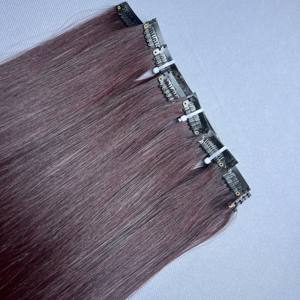 ผมต่อผมมนุษย์แบบตรงสีเบอร์กันดีทำจากกระดูกตรงจากเวียดนามไม่พันกัน - Product Image 2