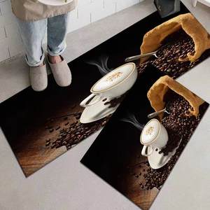 Ensemble de tapis de cuisine modernes et originaux, personnalisés, en polyester, velours, polaire cristalline, dessus à pois, fond antidérapant, faciles à nettoyer, décoratifs - Product Image 1