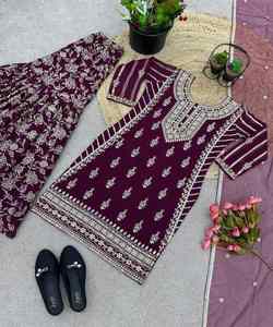 Conjunto de satén de diseñador Salwar Dupatta: conjuntos de satén de diseñador Salwar dupatta elaborados con finura y elegancia, para un sofisticado - Product Image 6