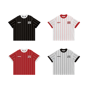 Camiseta unisex Boxy Snaketeam a rayas de gran tamaño estilo callejero impreso en talla grande transpirable para hombres y mujeres - Product Image 1