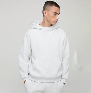 Sudadera con Capucha Extra Grande para Hombre, Color Blanco, Felpa Suave, Estilo Urbano, Bolsillo Tipo Canguro, Cálida, Informal, para Uso Diario - Product Image 1