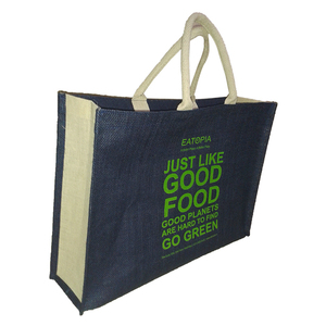 Bolsa de supermercado ecológica de gran capacidad personalizada, portador de arpillera hecho a mano de alta calidad con logotipo impreso, Material de Yute natural - Product Image 2