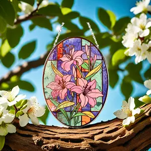 Fleur de lys vitrail suspendu, fleur Suncatcher décor cadeau de pendaison de crémaillère