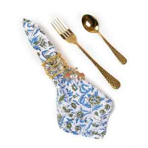 Serviettes de table en coton imprimées à fleurs de luxe Serviettes de table réutilisables pour la maison et les fêtes - Product Image 4