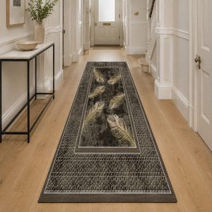 Tapis de salon en chenille antidérapant, imprimé numériquement, motif design beige et marron, lavable en machine, vente en gros RUGS DEPOT LXDP-0832 - Product Image 5