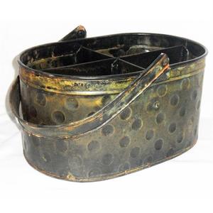 แคดดี้ที่เก็บของโลหะชุบสังกะสีแบบคลาสสิกแร็คล็อกแบบแมนนวล3ยางทรงสี่เหลี่ยมผืนผ้า - Product Image 6